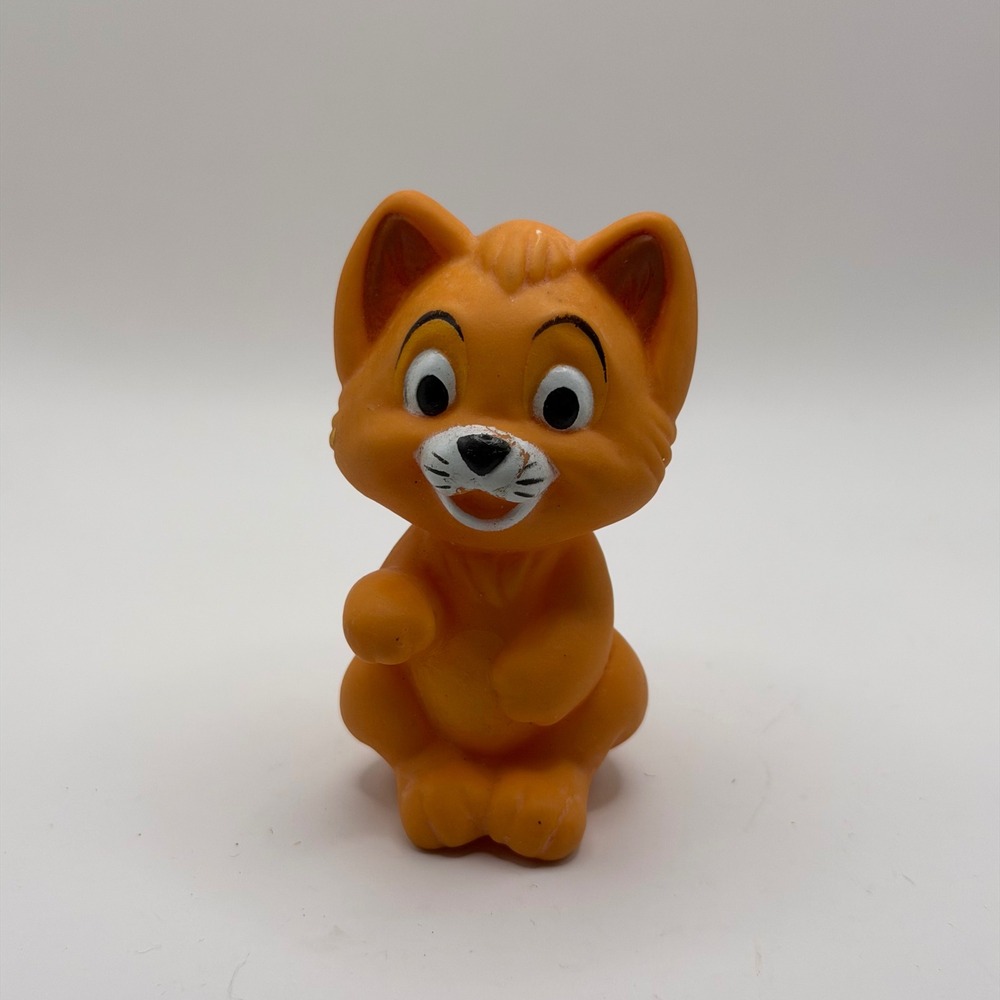 Vintage 1988 Disney Oliver & Company Oliver Kitten Finger Puppet Toy Orange Cat